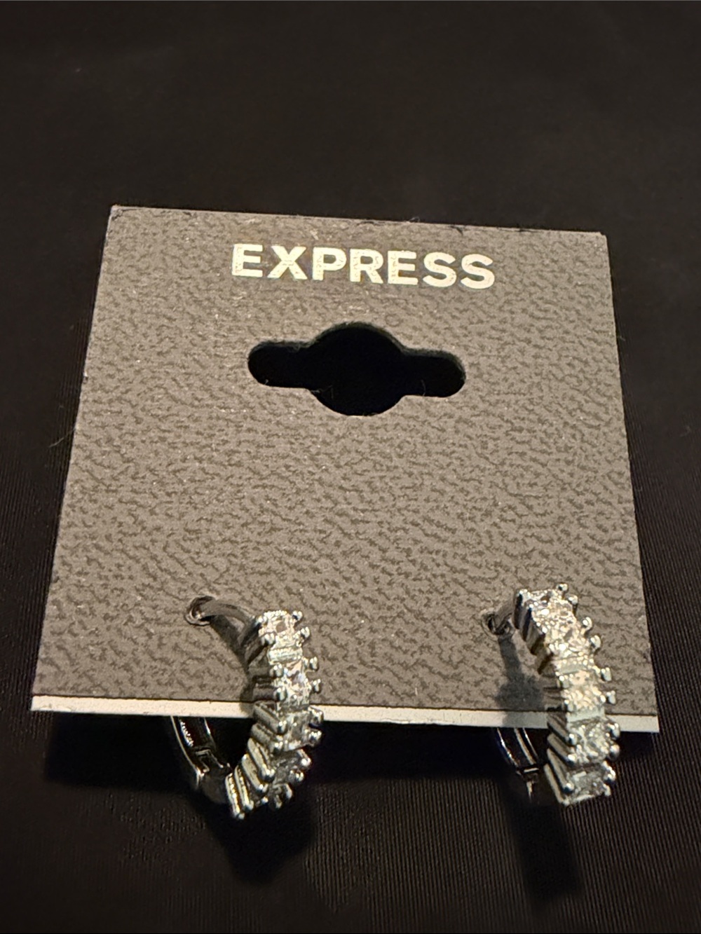 Express Silver Rhinestone Huggie Hoop Earrings